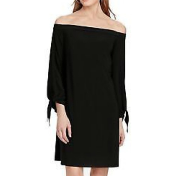 American Living Off Shoulder Shift Dress Black 16 - Picture 2 of 5